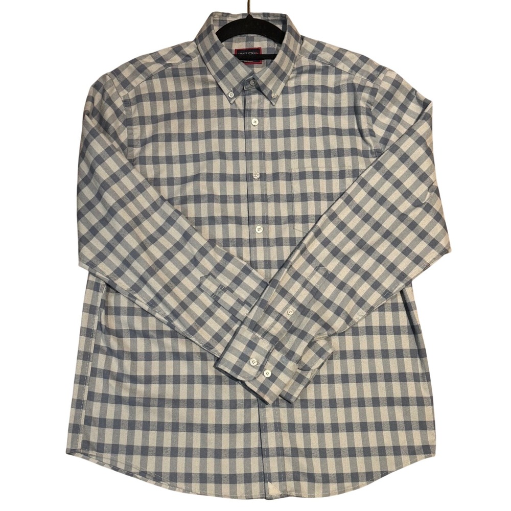 UNTUCKit Archie Button Down Shirt Blue Grey Check Soft Comfortable Regular Fit L